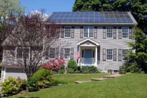 Solar panels installed on the roof of a house